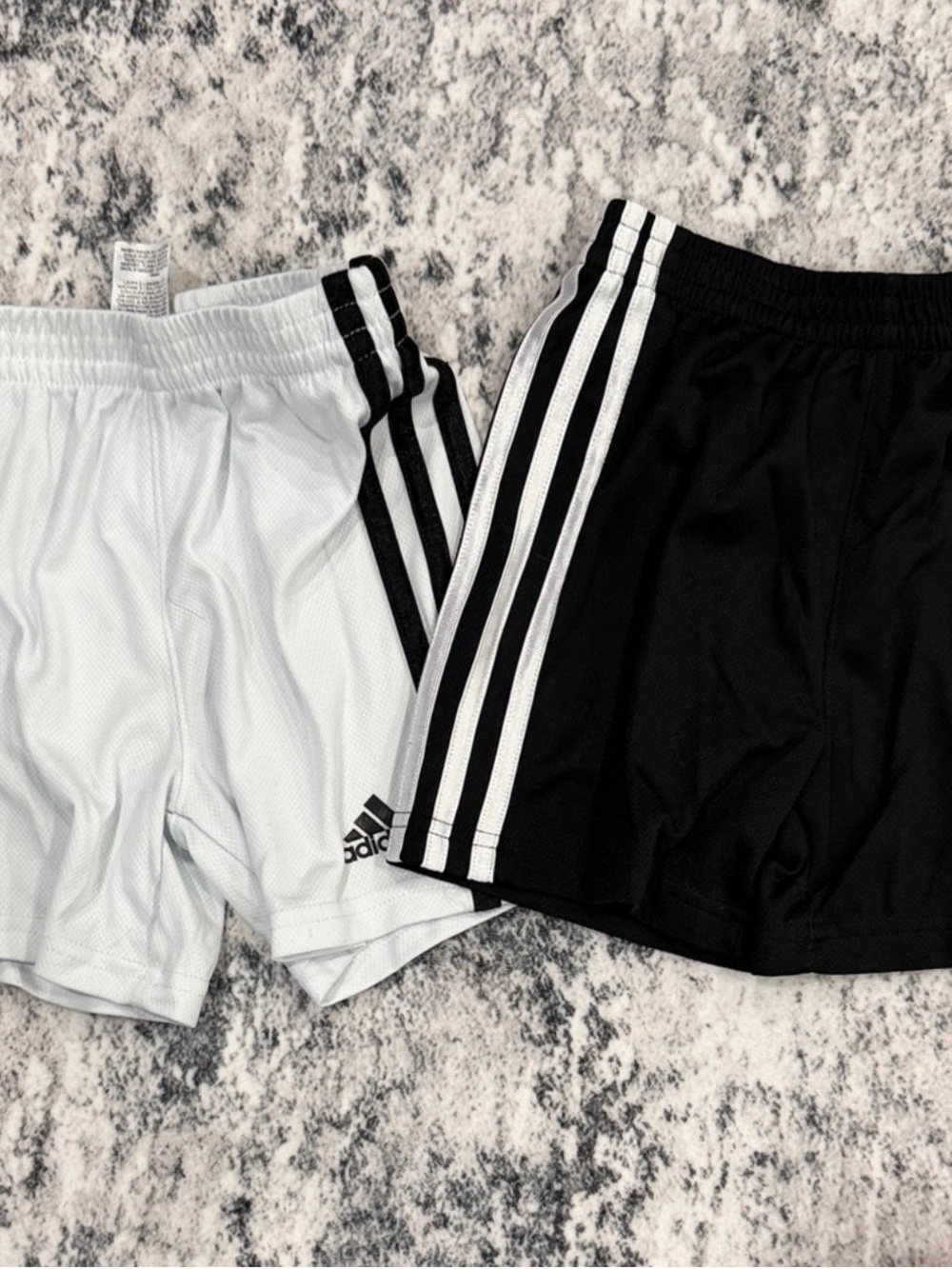 adidas Kids Black & White 3-Stripe Athletic Shorts Set
